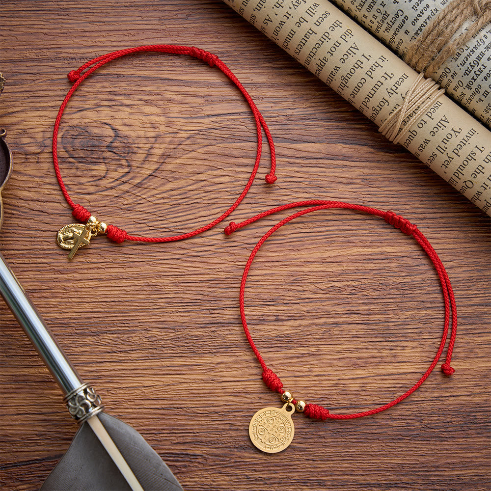 Figure‑Embossed Medal Woven Bracelet: Wearable Keepsake Of Timeless Heavenly Grace