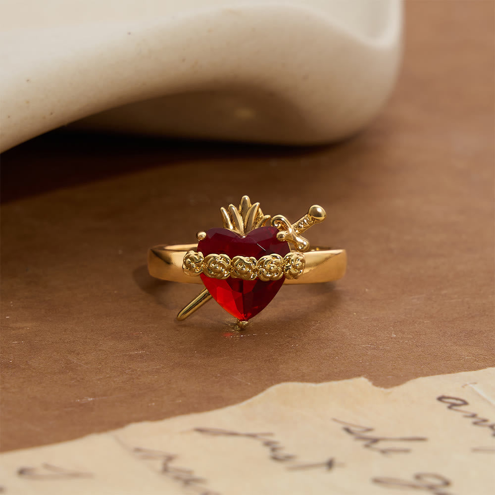 Sculpted Sacred Heart Open Band Ring: Emblem Of Tender Heavenly Shelter