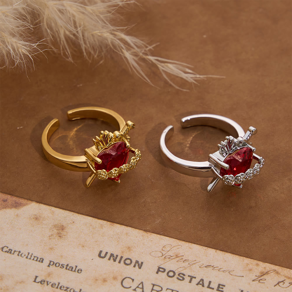 Sculpted Sacred Heart Open Band Ring: Emblem Of Tender Heavenly Shelter