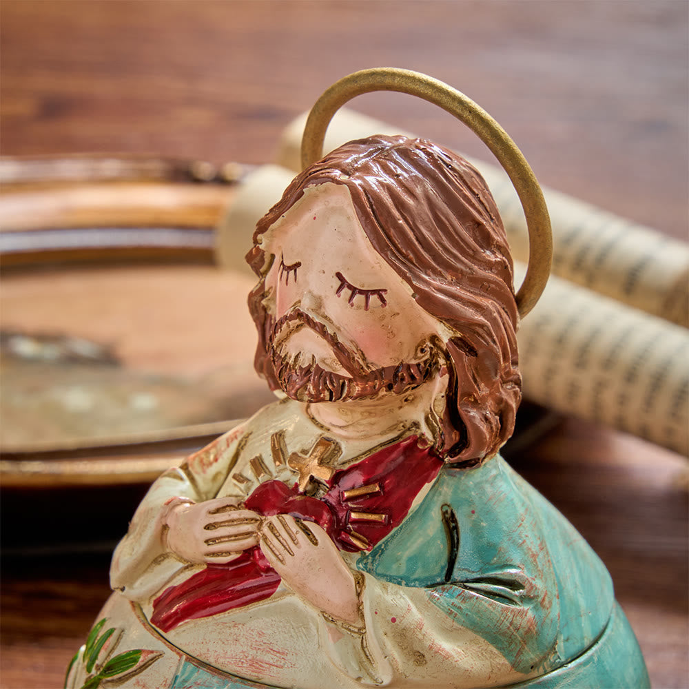 Crown Virgin & Haloed Jesus Rosary Holder Pair: Token of Gentle Celestial Peace