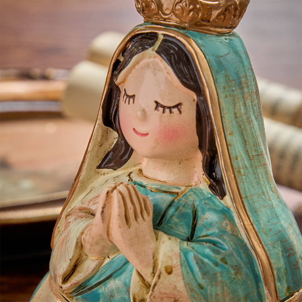 Crown Virgin & Haloed Jesus Rosary Holder Pair: Token of Gentle Celestial Peace