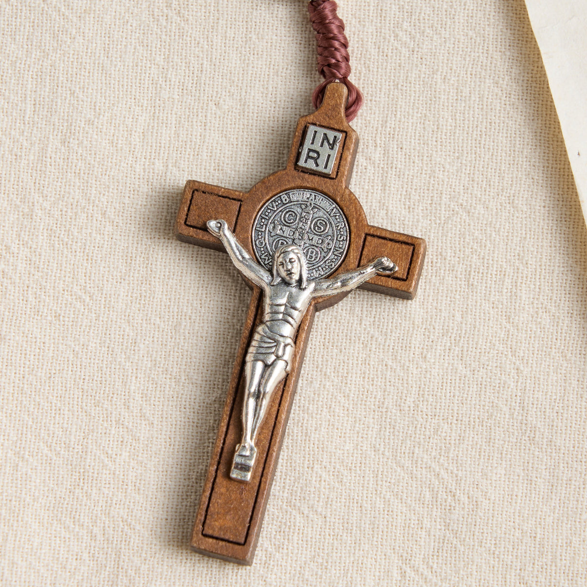 Wooden Bead Rosary With Detailed Crucifix: Emblem of Heavenly Solace