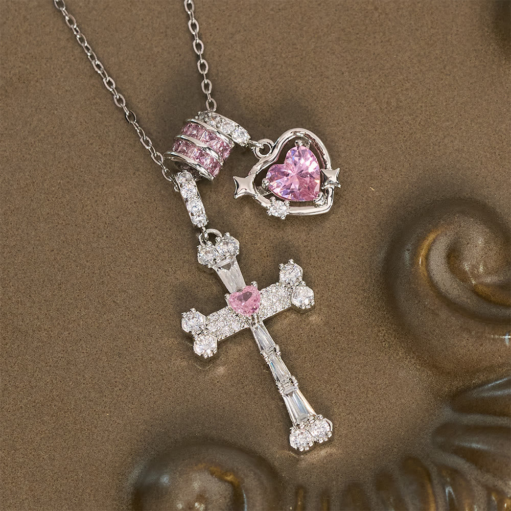 Delicate Paved Crystal Cross Necklace: Emblem of Quiet Celestial Safeguard