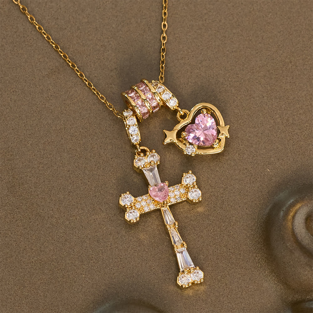 Delicate Paved Crystal Cross Necklace: Emblem of Quiet Celestial Safeguard