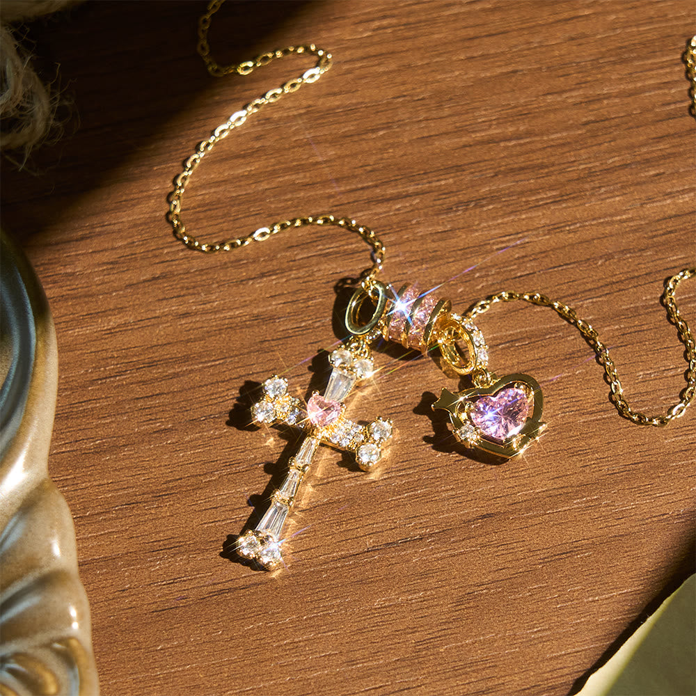 Delicate Paved Crystal Cross Necklace: Emblem of Quiet Celestial Safeguard