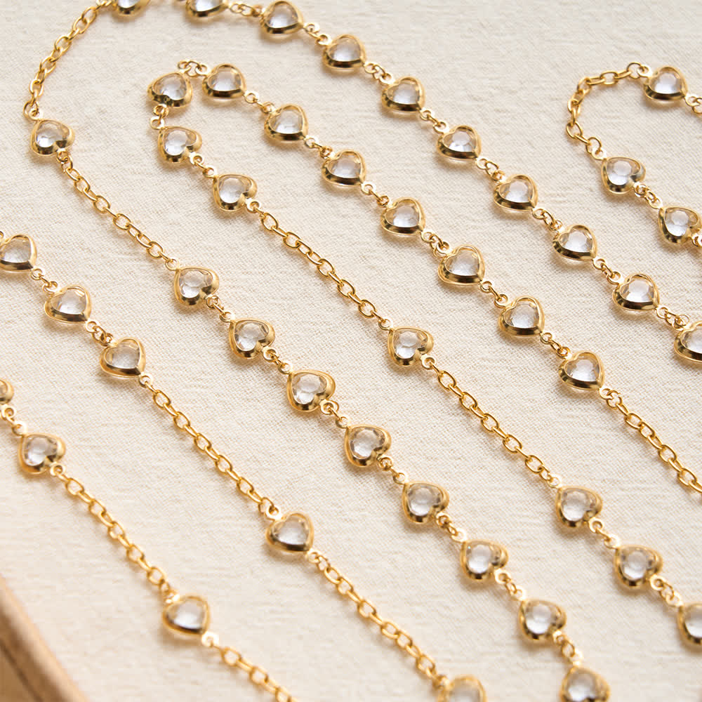Sparkling Heart‑Shaped Zircon Rosary With Jeweled Cross: Emblem Of Tender Heavenly Affection