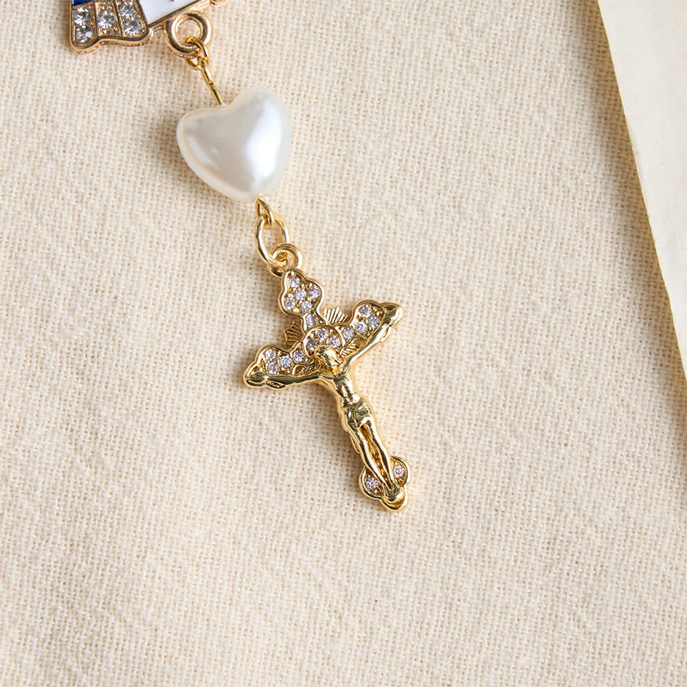 Heart‑Pearl Pocket Car Rosary With Our Lady Of Aparecida: Emblem Of Gentle Heavenly Shelter