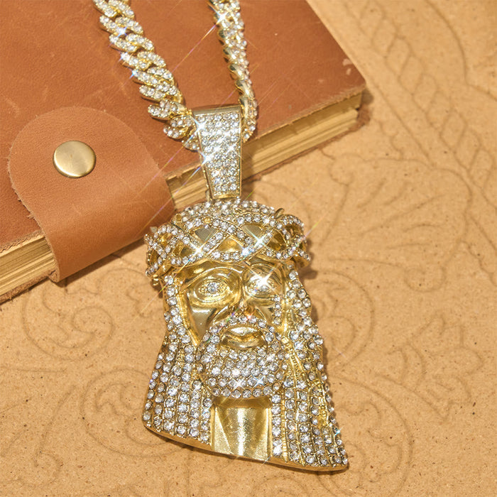 Iced‑Out Crown Thorns Jesus Head Pendant Cuban Chain: Emblem of Enduring Divine Fortitude