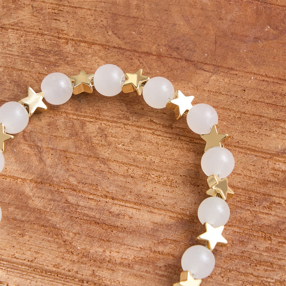 Star‑Spaced White Crystal Pocket Rosary With Jerusalem Cross Crucifix: Token Of Gentle Divine Shelter