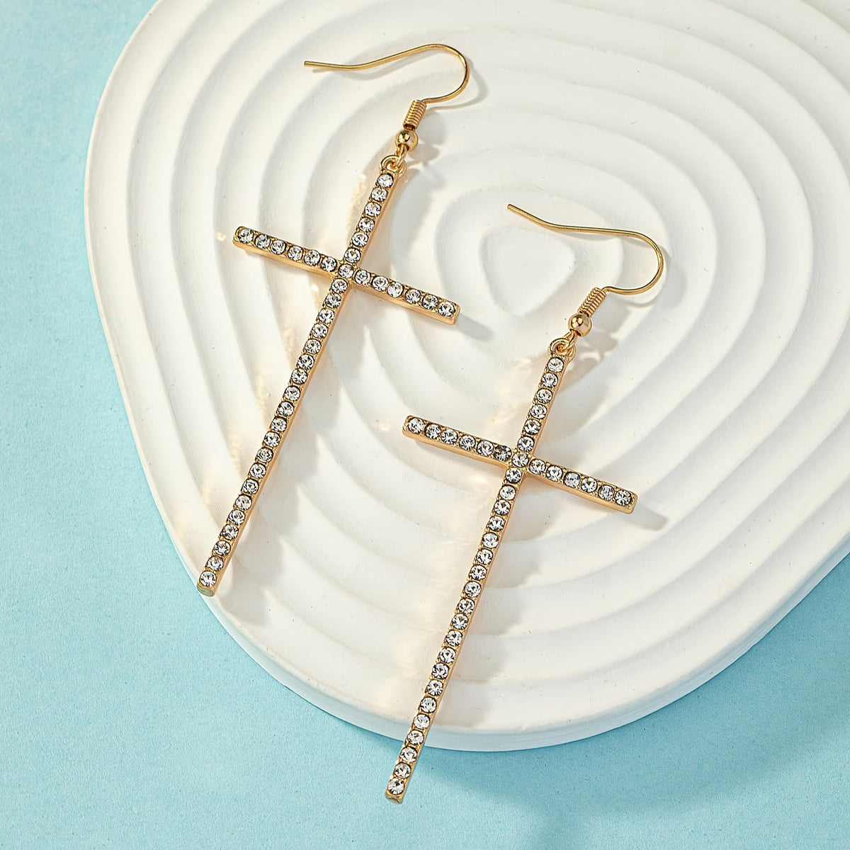 Slim Long Cross Dangle Earrings: Symbol of Quiet Sacred Serenity