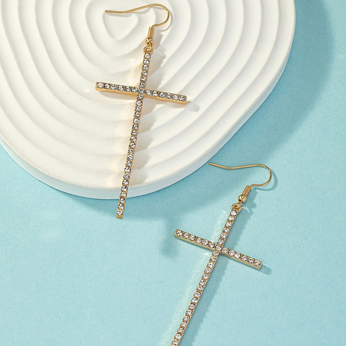 Slim Long Cross Dangle Earrings: Symbol of Quiet Sacred Serenity