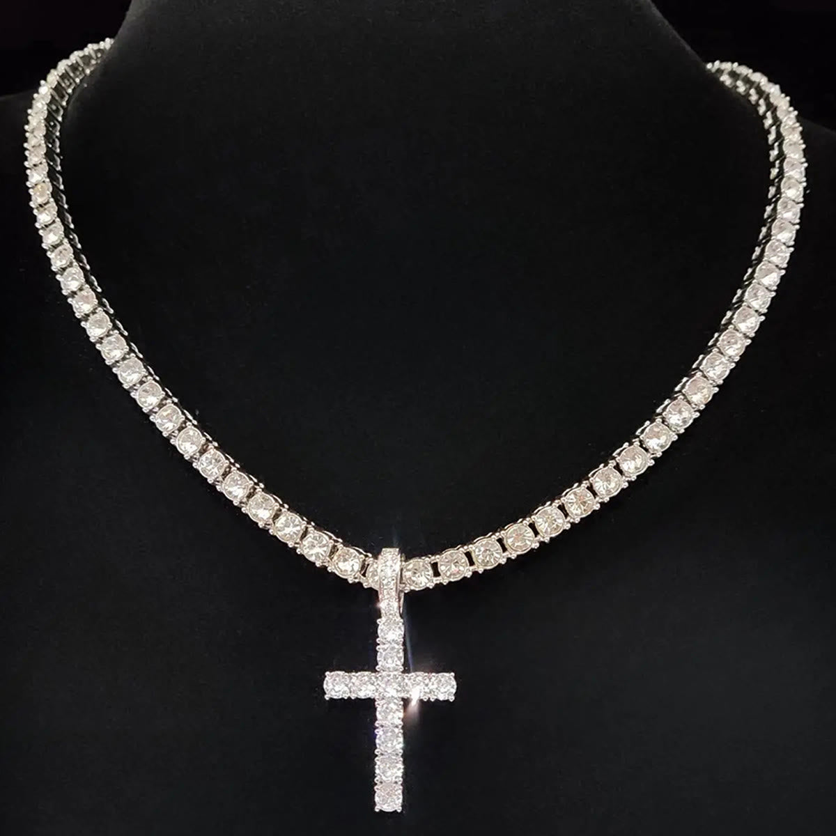 Dual Layer Iced Out Cross Necklace: Emblem of Radiant Heavenly Blessing