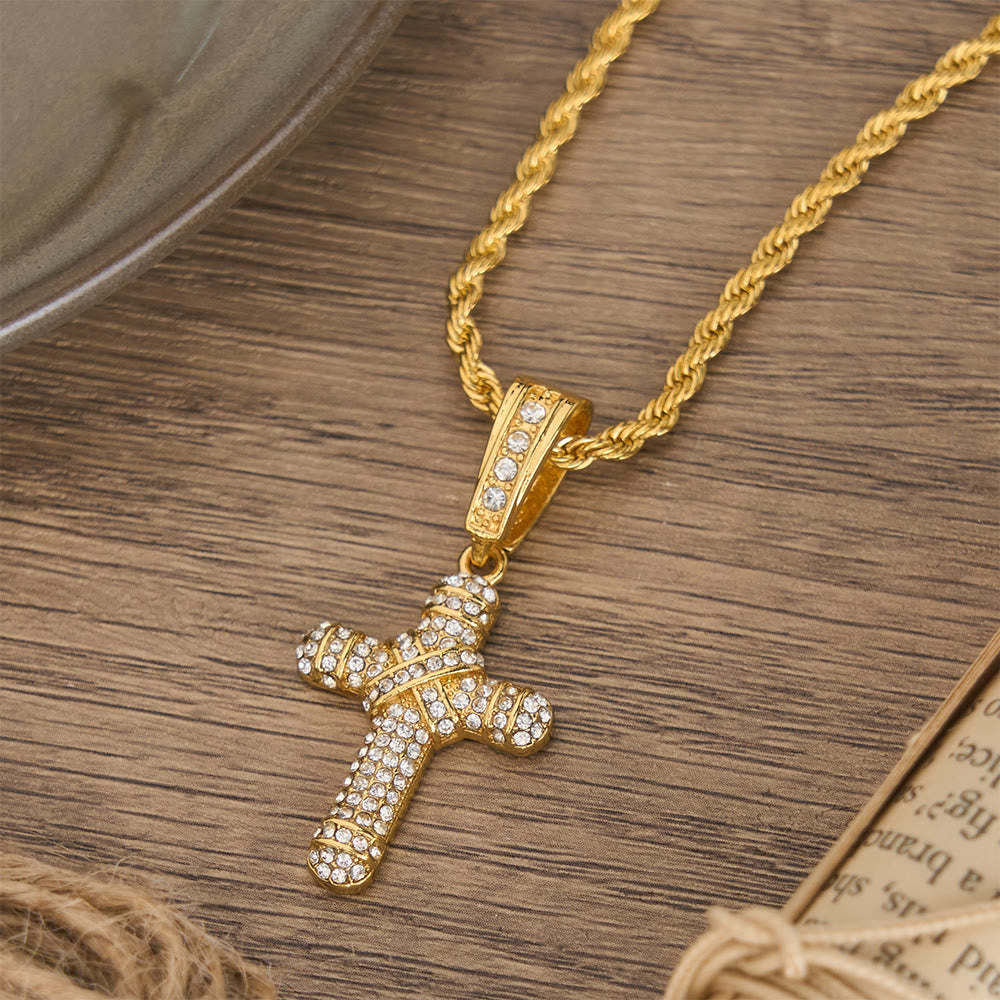 Iced Out Rope Chain Cross Necklace: Emblem of Timeless Heavenly Grace