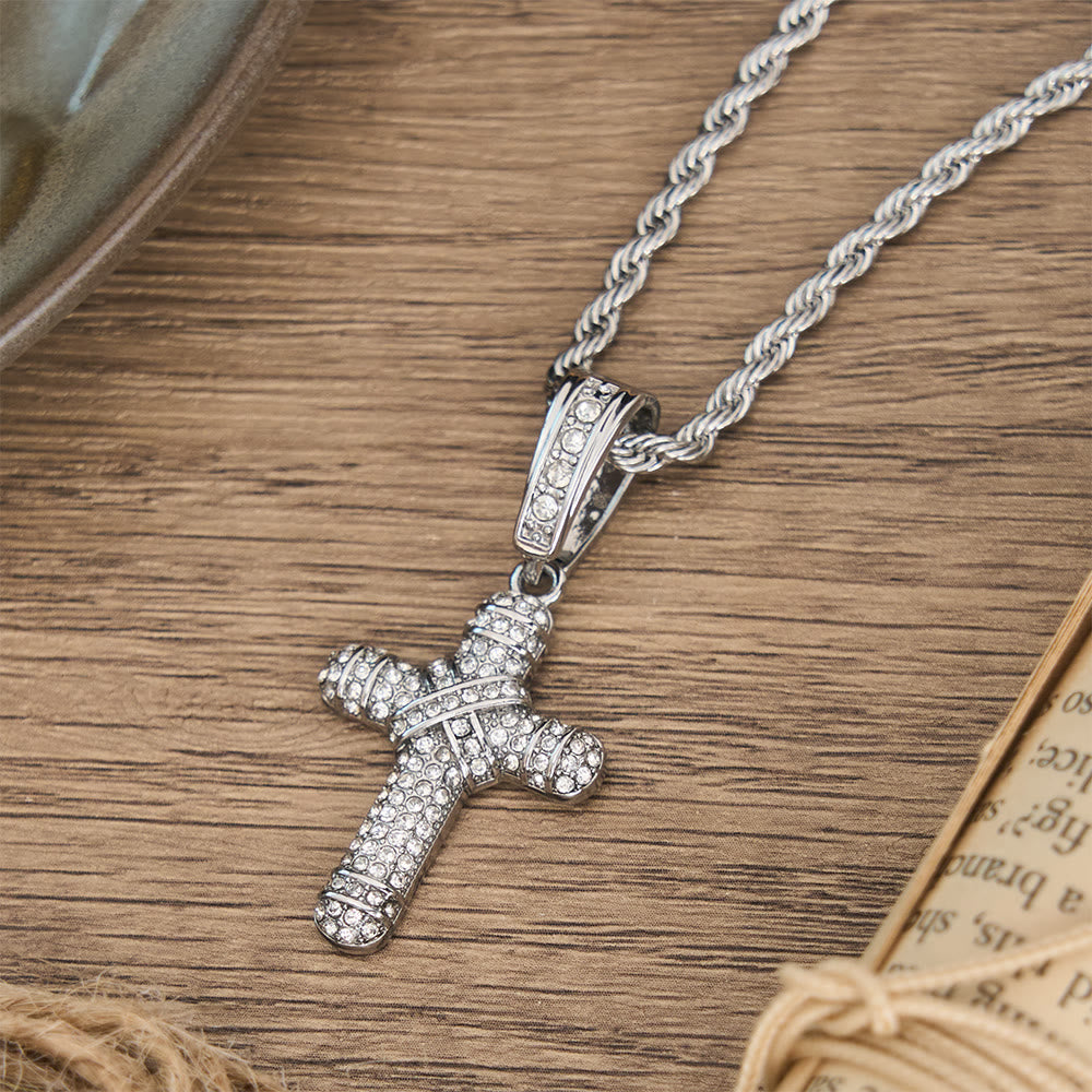 Iced Out Rope Chain Cross Necklace: Emblem of Timeless Heavenly Grace