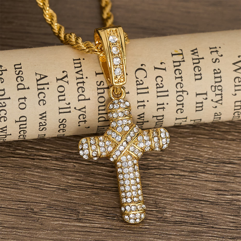Iced Out Rope Chain Cross Necklace: Emblem of Timeless Heavenly Grace