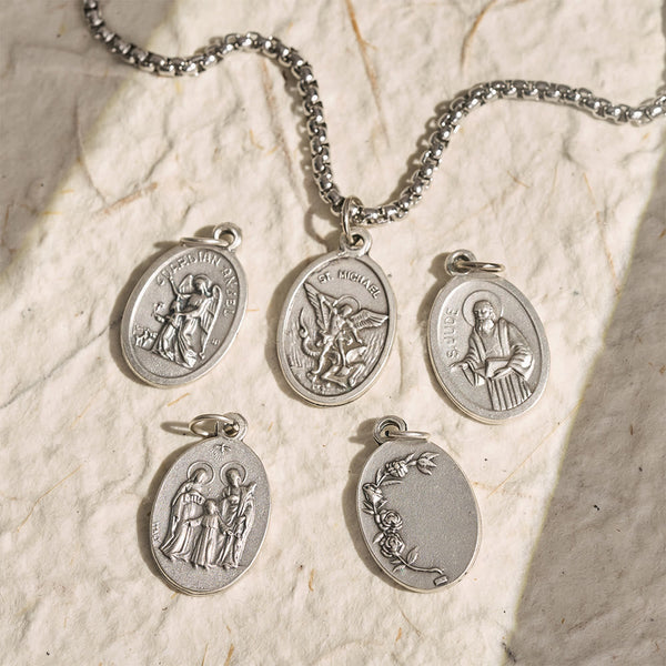 Oval Double Sided Sacred Image Medal Necklace: Bearer of Soft Sacred Serenity