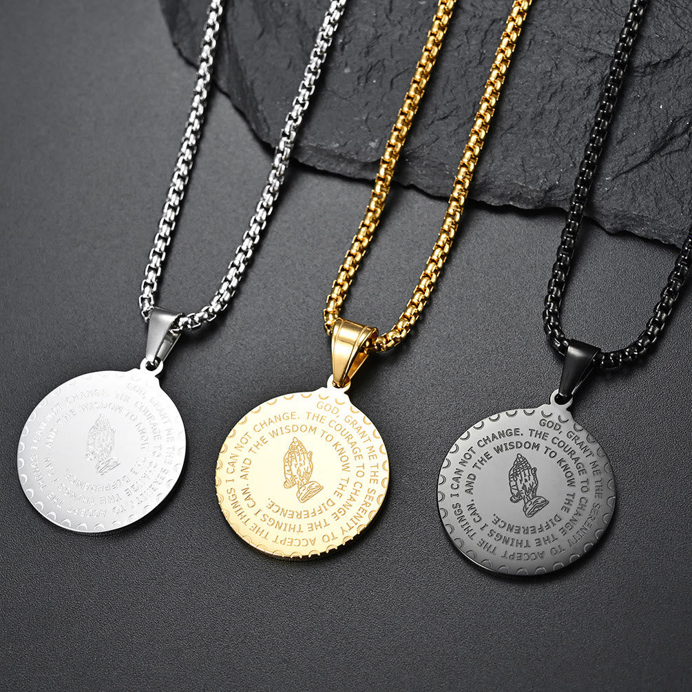 Polished Praying Hand Serenity Prayer Chain: Sign of Steadfast Celestial Solace