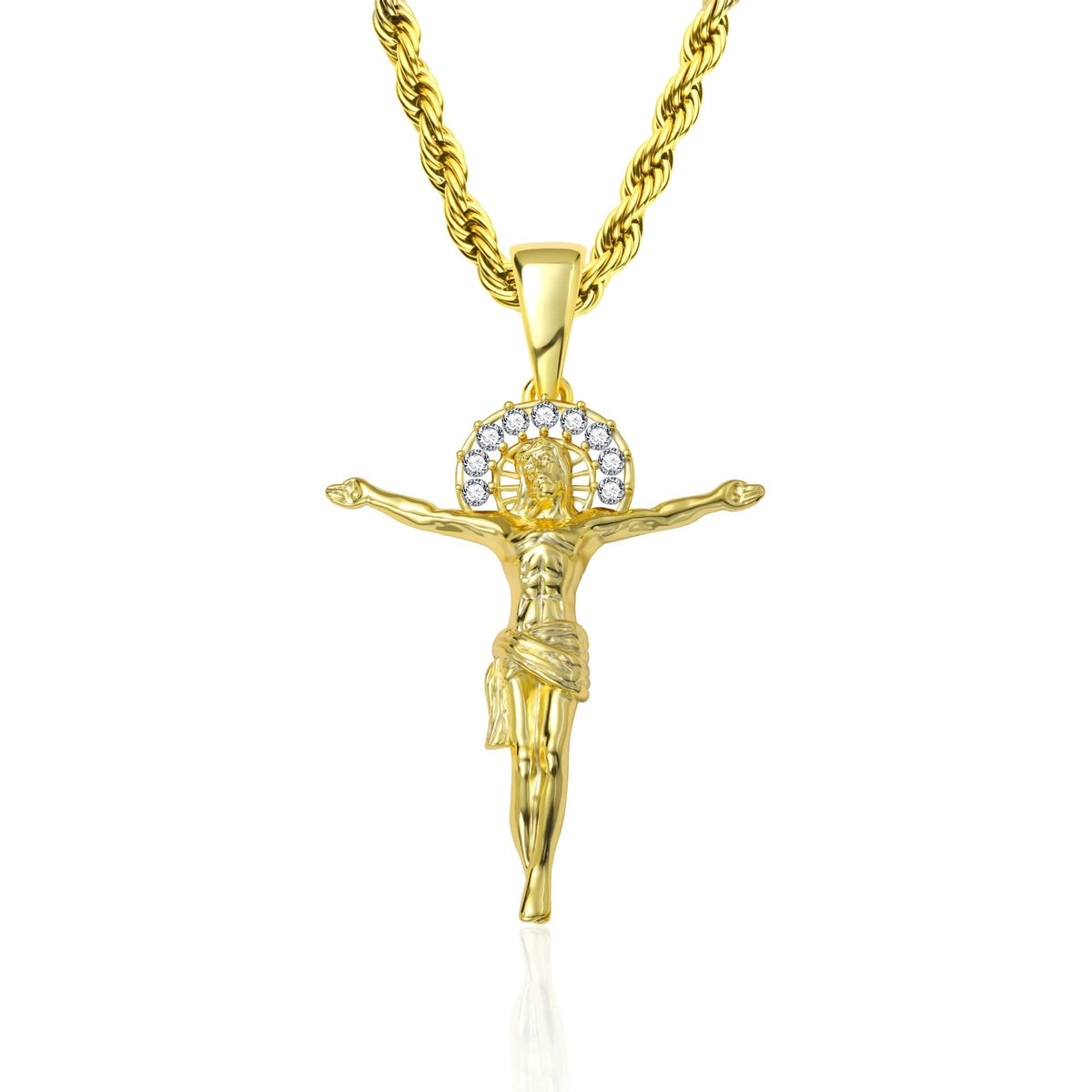 Dazzling Crystal Halo Crucifix Pendant: Token of Constant Divine Serenity