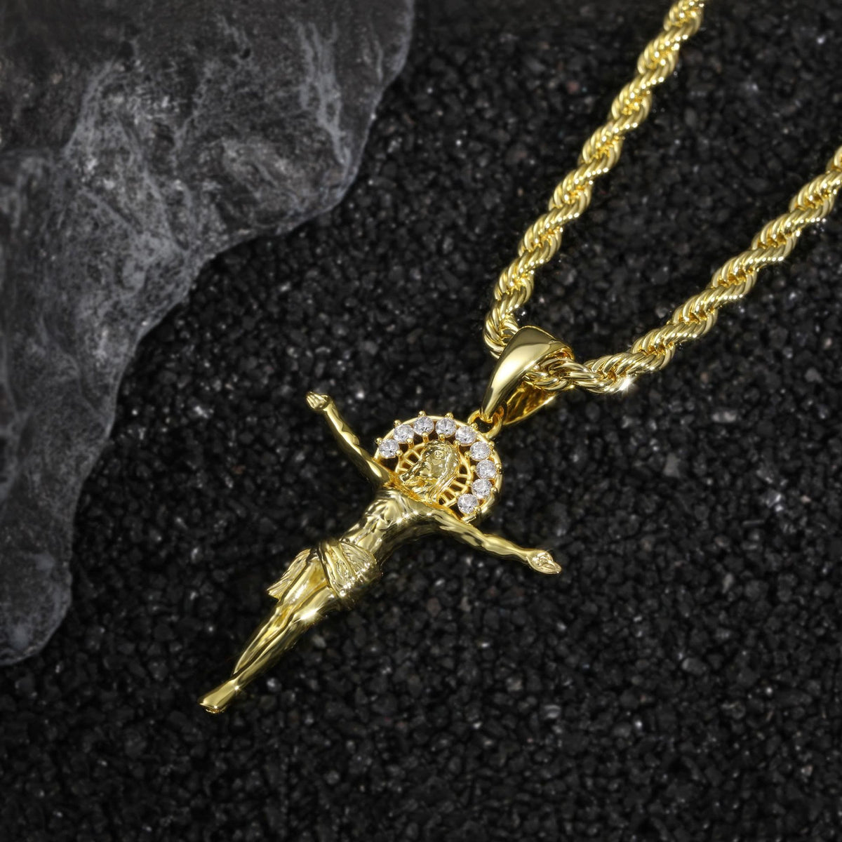 Dazzling Crystal Halo Crucifix Pendant: Token of Constant Divine Serenity