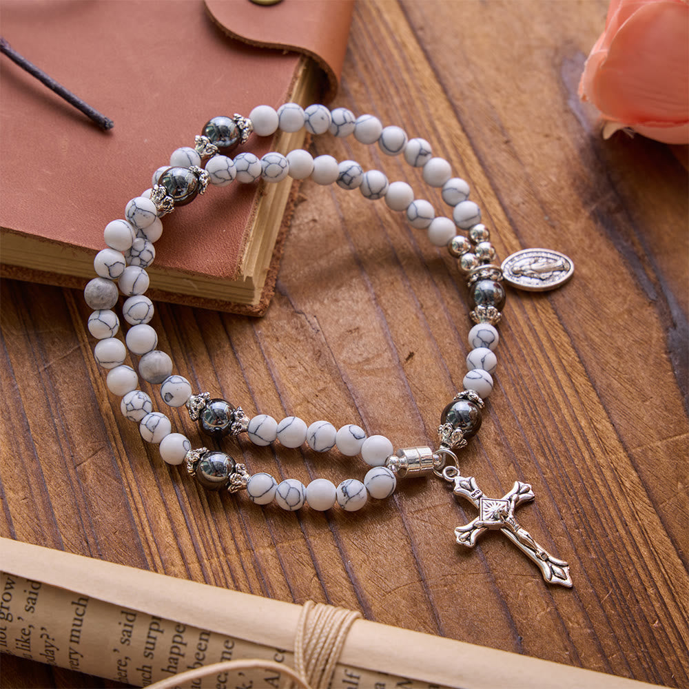Saint Benedict & Miraculous Crystal Crucifix Bracelet: Bearer of Sacred Strength