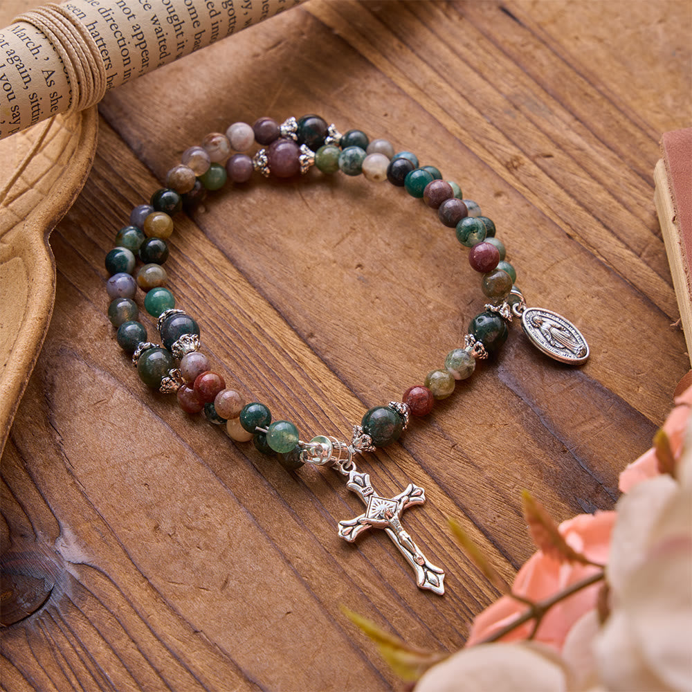 Saint Benedict & Miraculous Crystal Crucifix Bracelet: Bearer of Sacred Strength