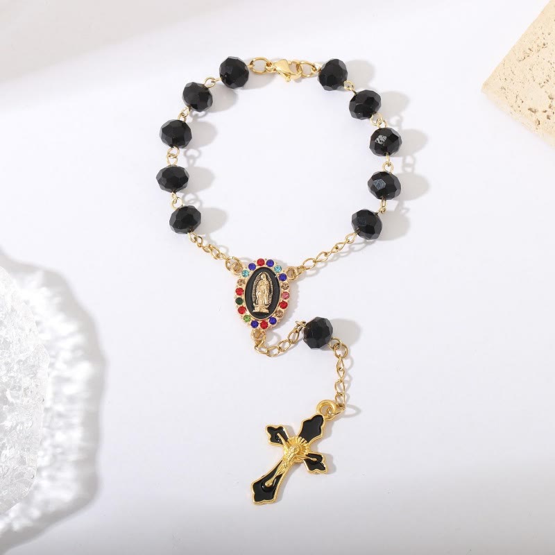 Elegant Enamel Medallion Crucifix Car Rosary: Emblem of Peace‑Filled Sacred Comfort