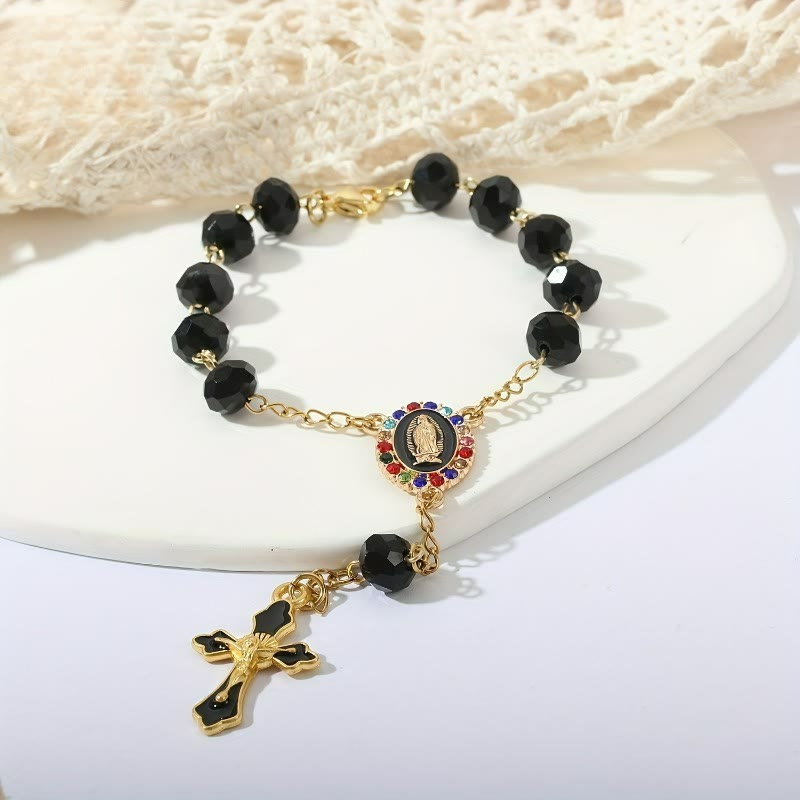 Elegant Enamel Medallion Crucifix Car Rosary: Emblem of Peace‑Filled Sacred Comfort