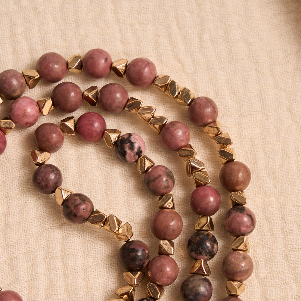 Miraculous Medal & Crucifix of 6 mm Round Multicolor Natural Black Line Rosary