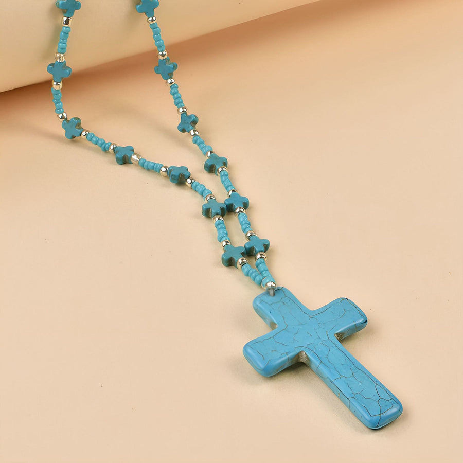 Statement Veined Cross Necklace: Symbol of Celestial Blessing