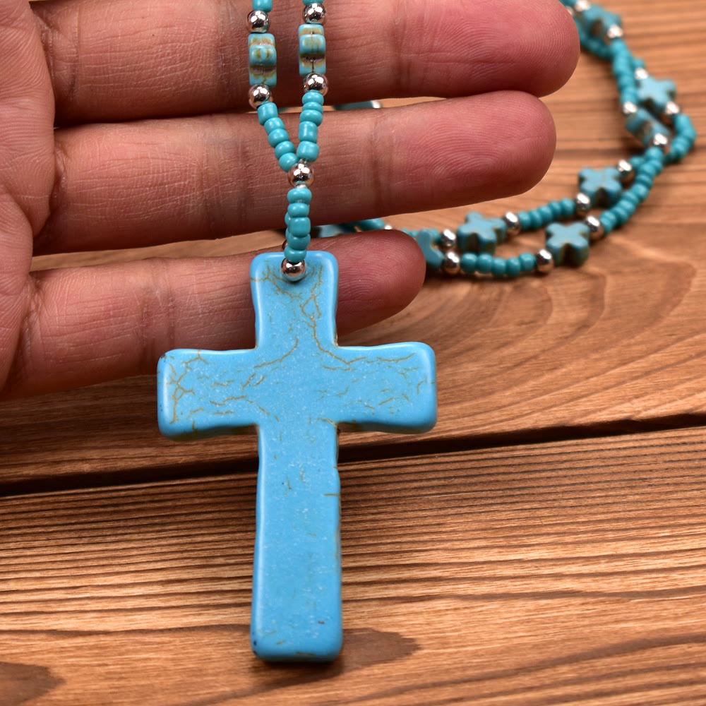 Statement Veined Cross Necklace: Symbol of Celestial Blessing
