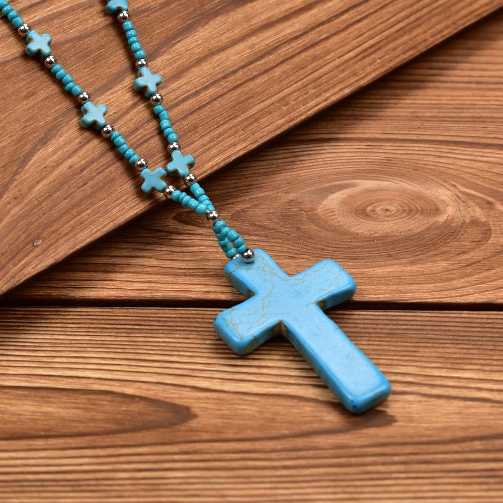 Statement Veined Cross Necklace: Symbol of Celestial Blessing