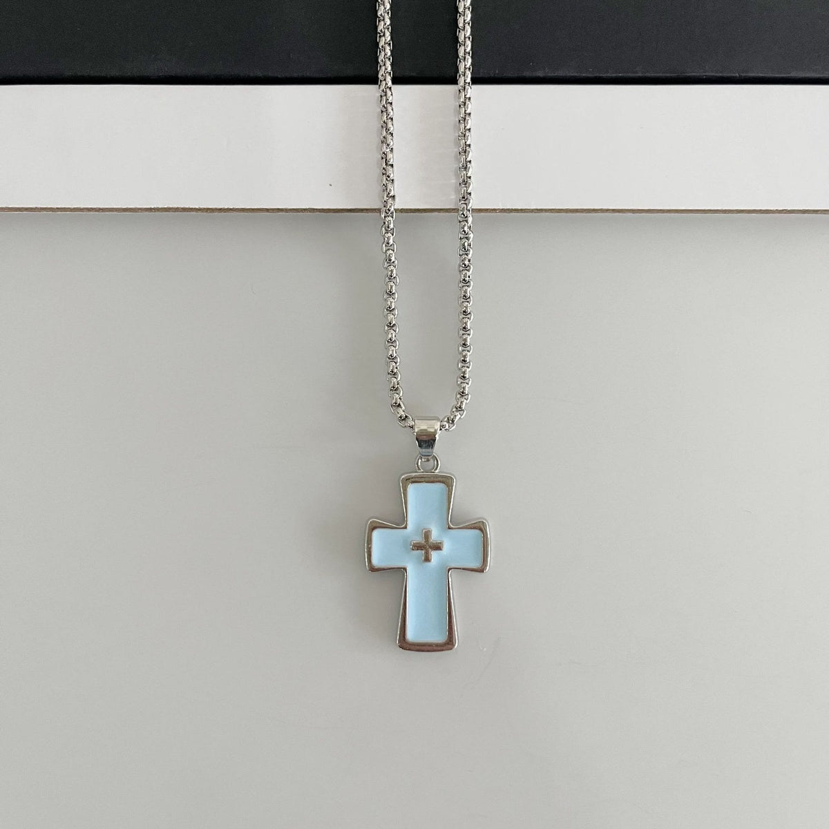 Polished Bezel‑Set Double‑Cross Necklace: Emblem of Timeless Heavenly Grace