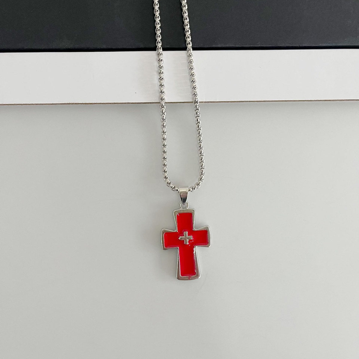 Polished Bezel‑Set Double‑Cross Necklace: Emblem of Timeless Heavenly Grace
