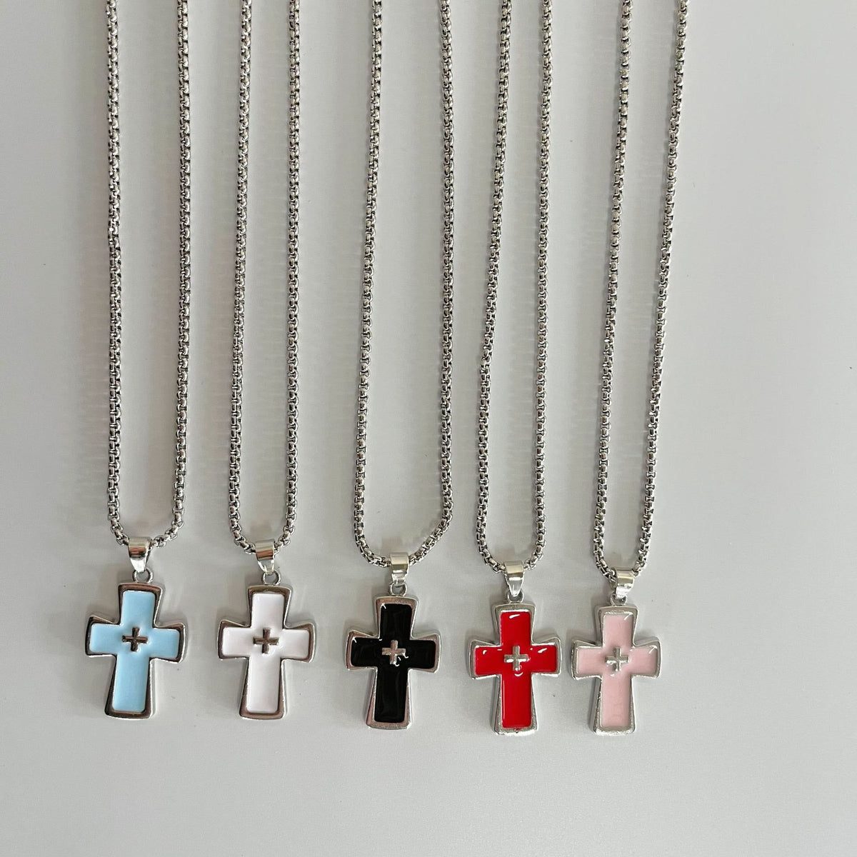 Polished Bezel‑Set Double‑Cross Necklace: Emblem of Timeless Heavenly Grace