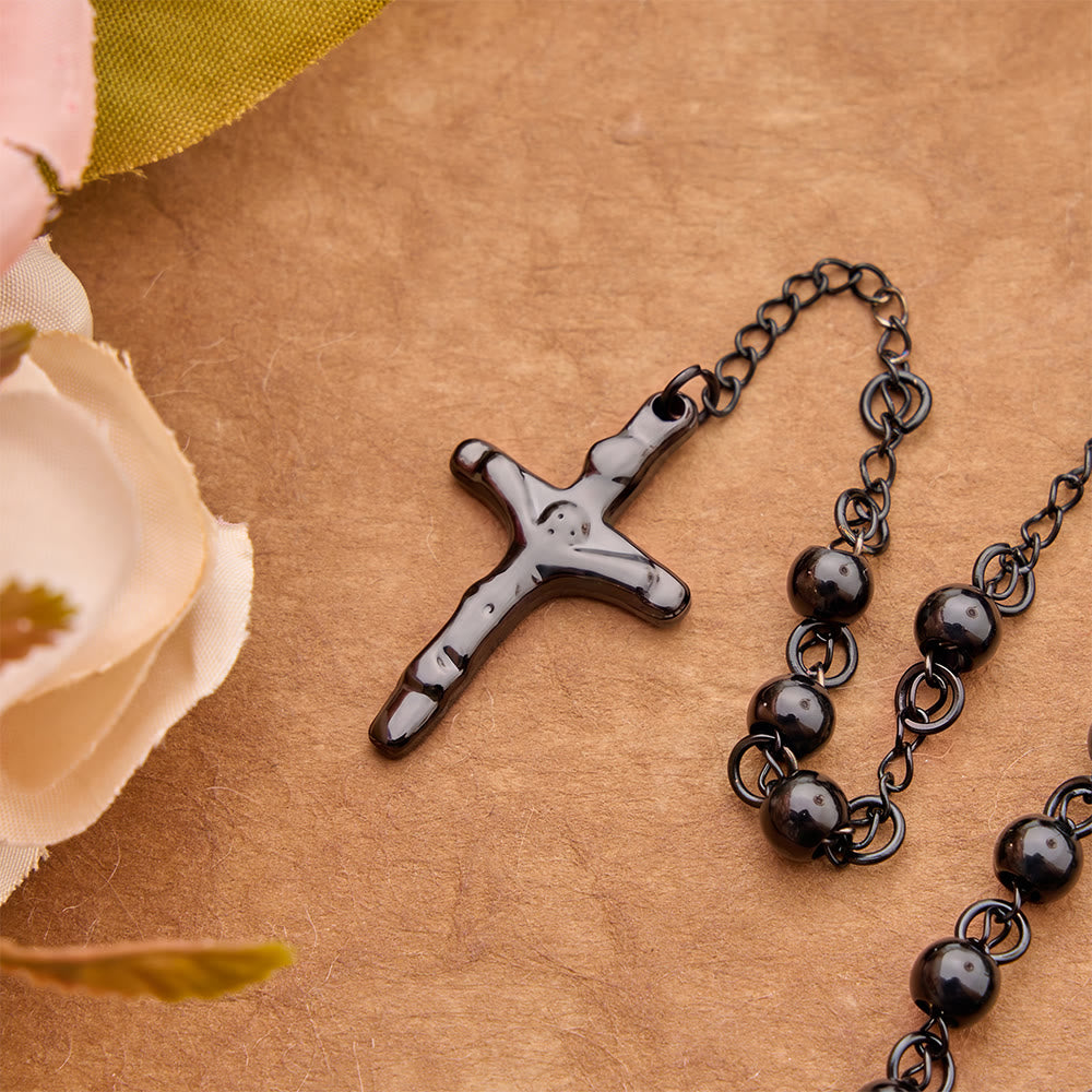Timeless Engraved Medal Rosary & Crucifix: Emblem of Abiding Sacred Devotion