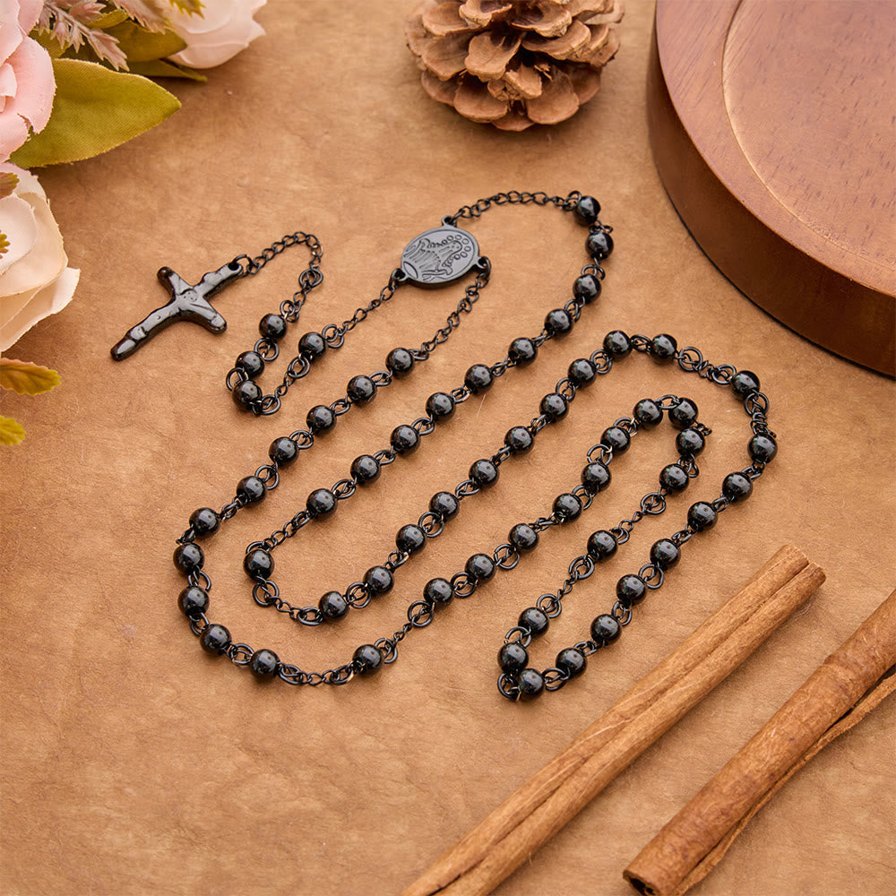 Timeless Engraved Medal Rosary & Crucifix: Emblem of Abiding Sacred Devotion