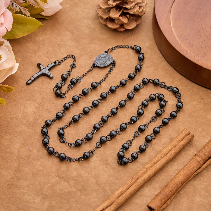 Timeless Engraved Medal Rosary & Crucifix: Emblem of Abiding Sacred Devotion
