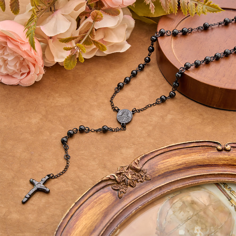 Timeless Engraved Medal Rosary & Crucifix: Emblem of Abiding Sacred Devotion