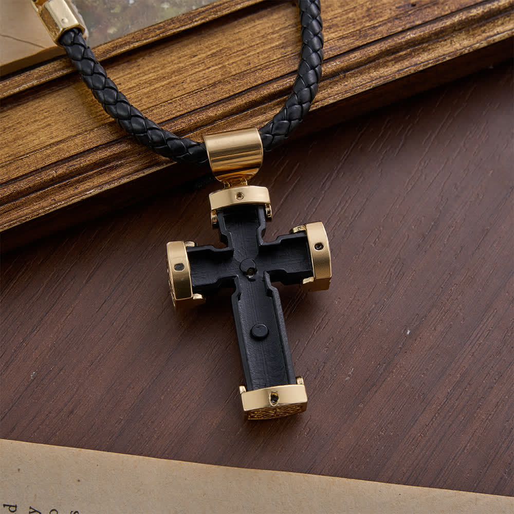 Luxury Style Crucifix Jesus Cross Black-gold Alloy Pendant Necklace