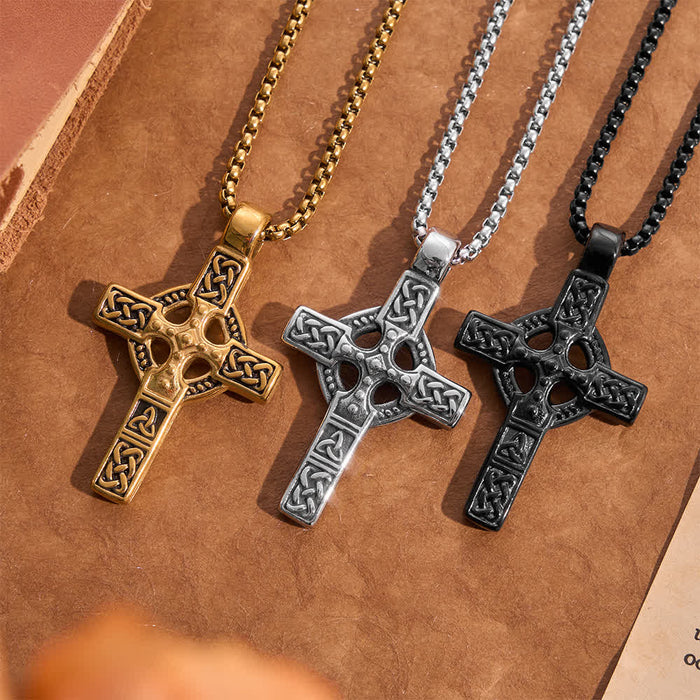 Vintage Celtic Knot Cross Pendant Necklace: Emblem of Enduring Gentle Shelter