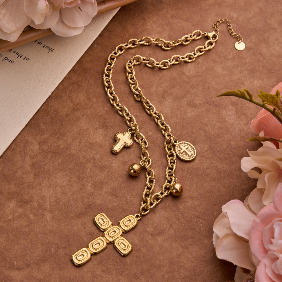 Artisan‑Textured Multi‑Dangle Cross Necklace: Badge of Spiritual Aspiration