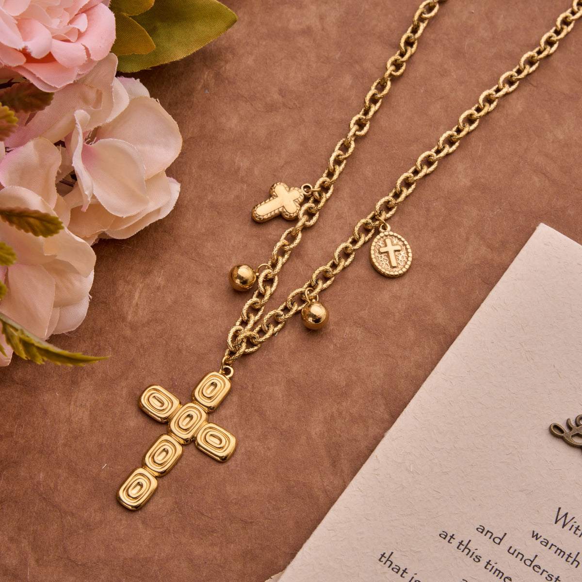 Artisan‑Textured Multi‑Dangle Cross Necklace: Badge of Spiritual Aspiration