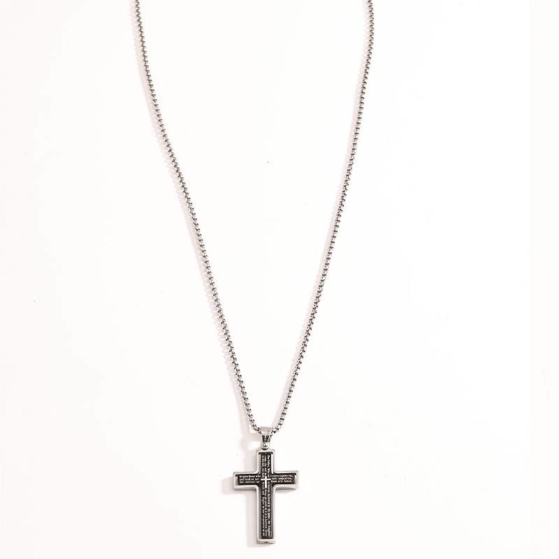 Rotatable Lord's Prayer Layered Cross Box‑Chain Necklace: Emblem of Heavenly Shelter