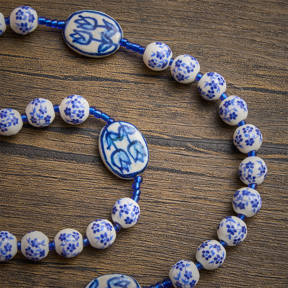 Our Lady of Aparecida Blue‑White Porcelain Rosary: Keepsake for Solemn Prayer Observance