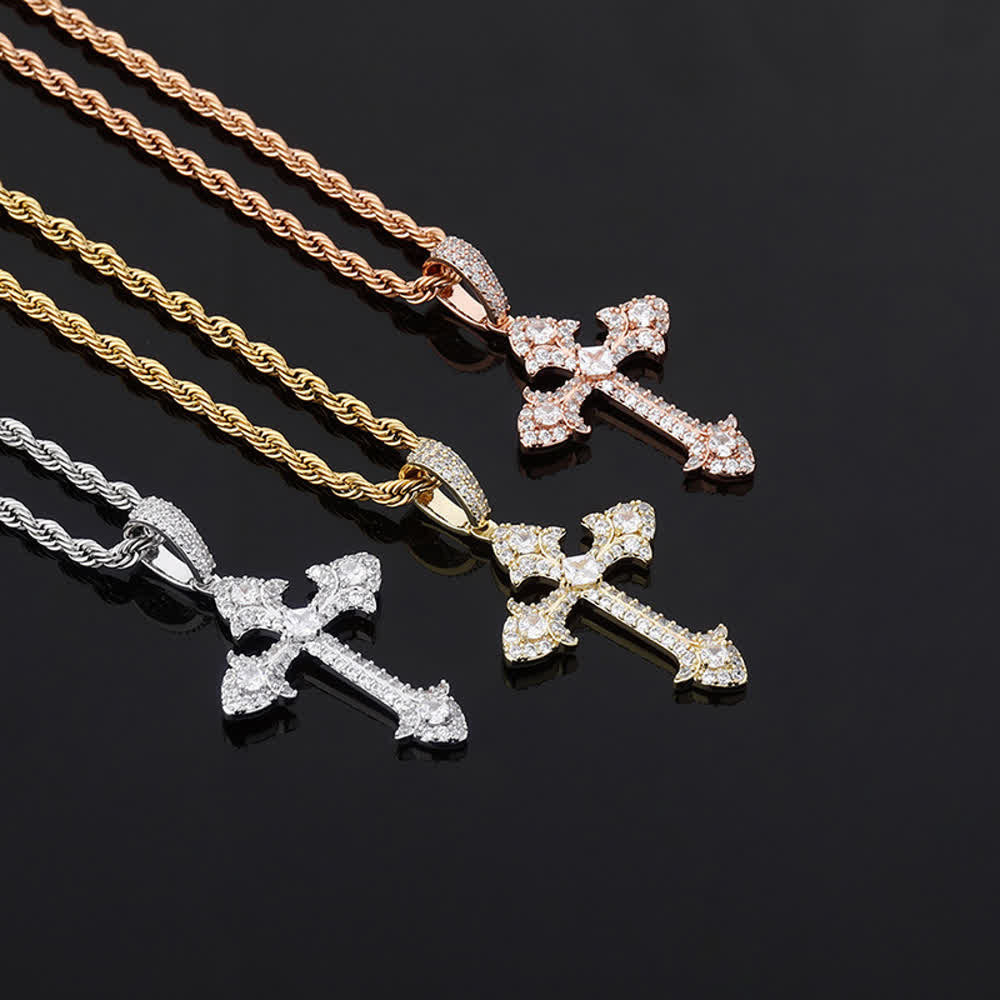 Sparkling Pavé‑Set Cross Pendant Necklace: Token Of Noble Divine Shelter