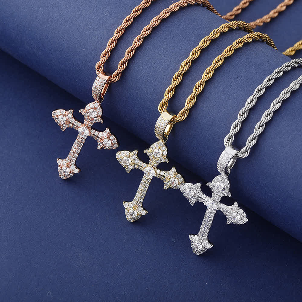 Sparkling Pavé‑Set Cross Pendant Necklace: Token Of Noble Divine Shelter