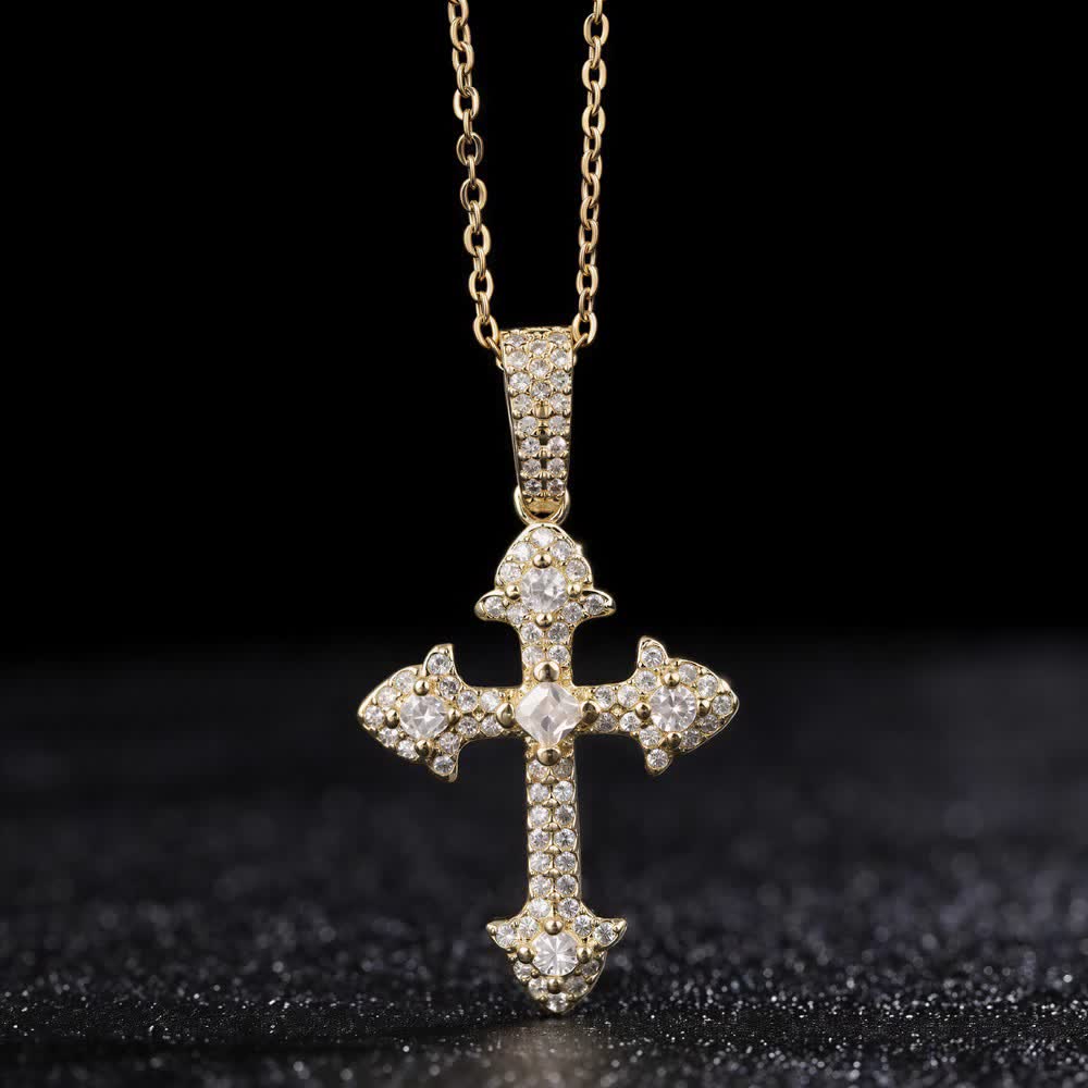 Sparkling Pavé‑Set Cross Pendant Necklace: Token Of Noble Divine Shelter