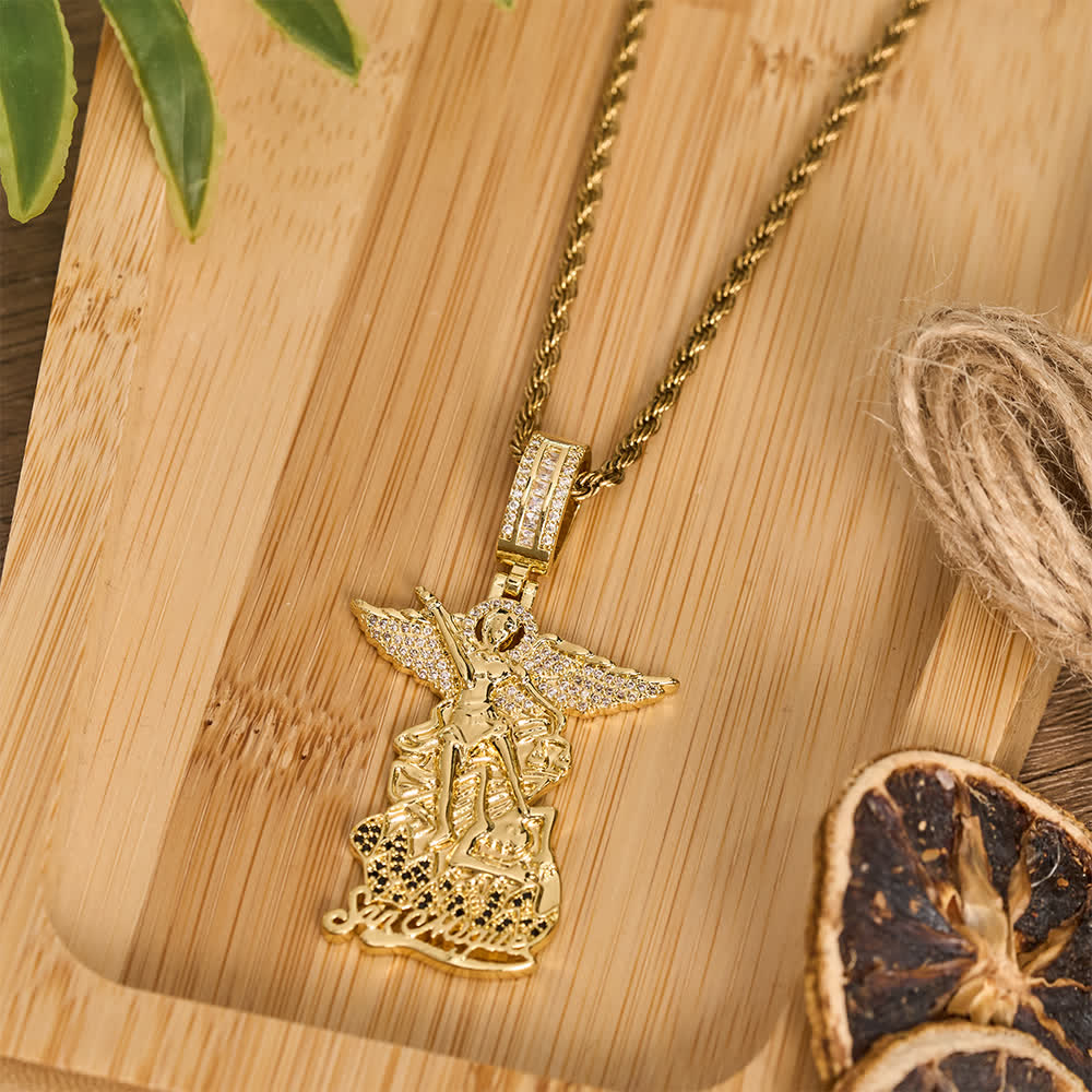Intricate Jeweled St. Michael Pendant Necklace: Token Of Noble Divine Triumph