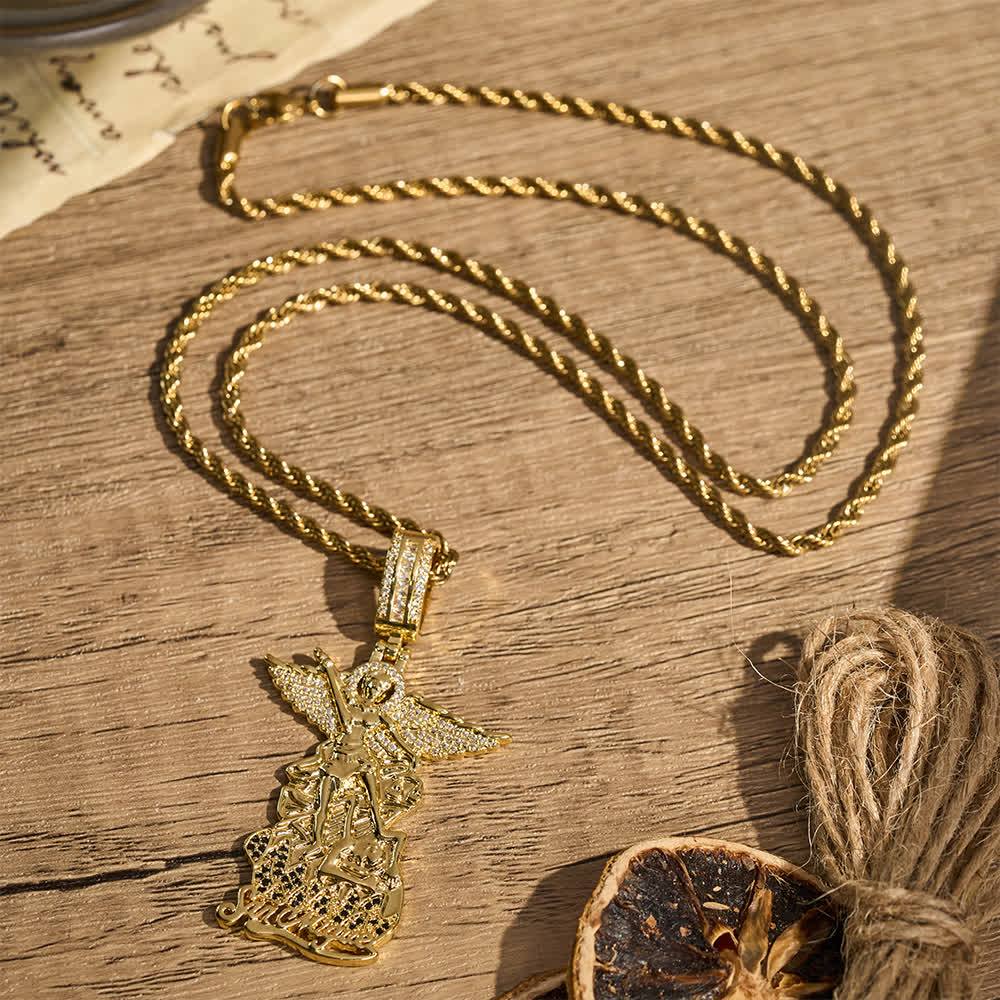 Intricate Jeweled St. Michael Pendant Necklace: Token Of Noble Divine Triumph