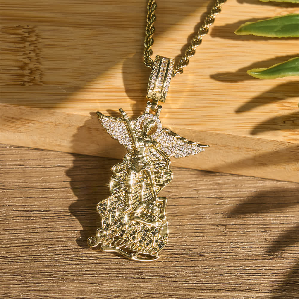 Intricate Jeweled St. Michael Pendant Necklace: Token Of Noble Divine Triumph